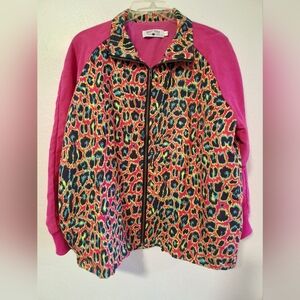 4/$20 EUC! Crazy Train Leopard Print Neon Colorful Actove Track Jacket